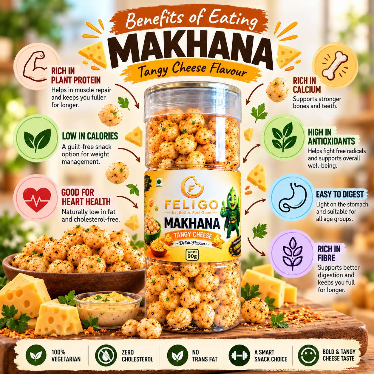 Roasted Flavoured Makhana -  Tangy Cheese 